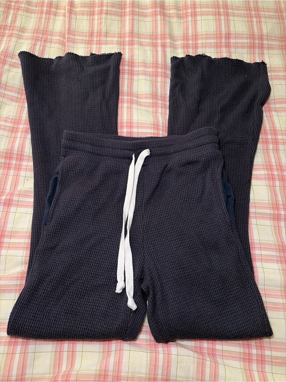 American Eagle Navy Blue Waffle Flare Pants
